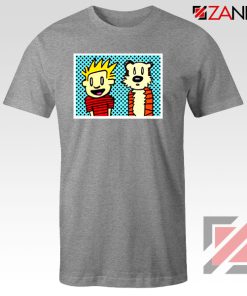 Calvin and Hobbes Cartoon Sport Grey Tshirt