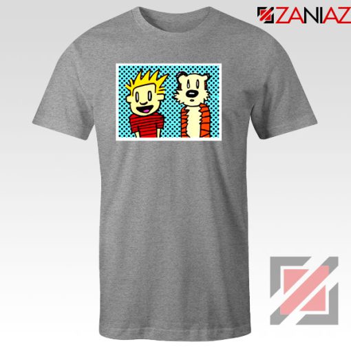 Calvin and Hobbes Cartoon Sport Grey Tshirt