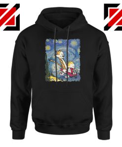 Calvin and Hobbes Stary Night Black Hoodie