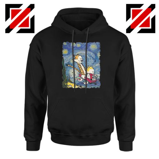 Calvin and Hobbes Stary Night Black Hoodie