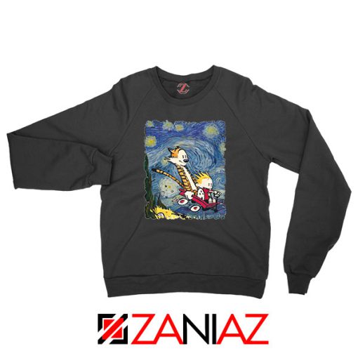 Calvin and Hobbes Stary Night Black Sweatshirt