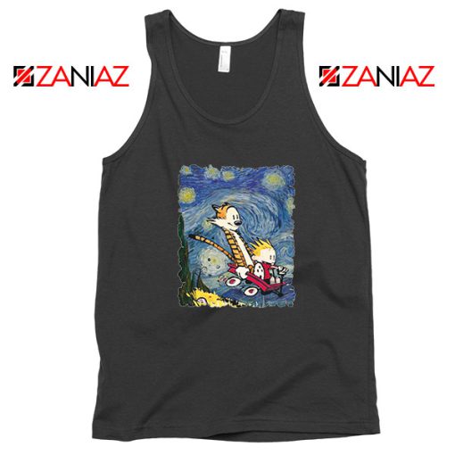 Calvin and Hobbes Stary Night Black Tank Top