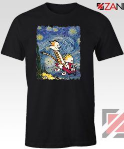 Calvin and Hobbes Stary Night Black Tshirt