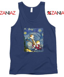 Calvin and Hobbes Stary Night Navy Blue Tank Top