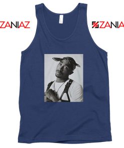 Tupac Black Bandana Best Navy Blue Tank Top