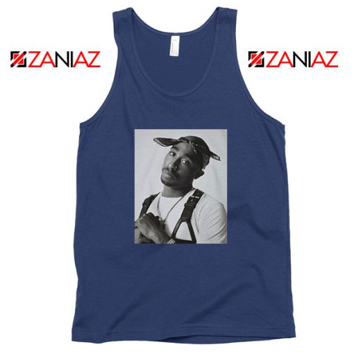 Tupac Black Bandana Best Navy Blue Tank Top