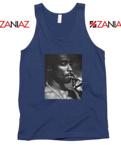 Tupac Shakur Smoke Best Navy Blue Tank Top