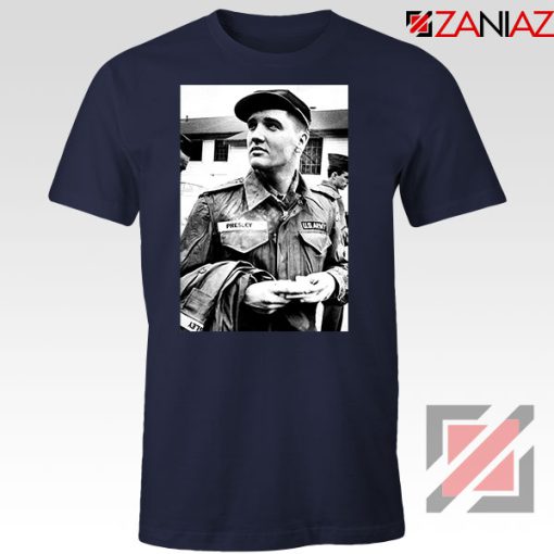 New Elvis Presley US Army Design Navy Blue Tshirt