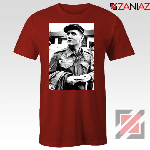 New Elvis Presley US Army Design Red Tshirt