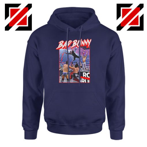 Bad Bunny Rapper Vintage WWE Navy Blue Hoodie