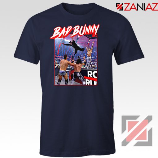 Bad Bunny Rapper Vintage WWE Navy Blue Tshirt