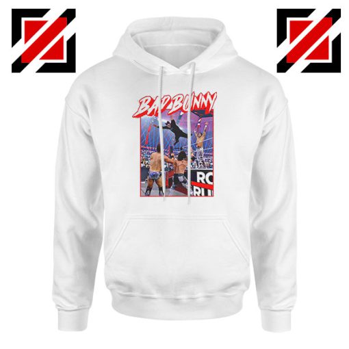 Bad Bunny Rapper Vintage WWE White Hoodie