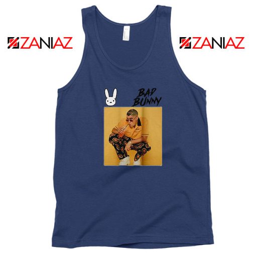 Bad Bunny Yellow Rap Navy Blue Tank Top