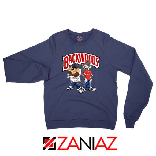 Backwoods Cartoon Smokes Navy Blue Sweatshirt