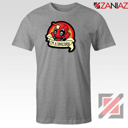 Deadpool Unicorn Superhero Grey Tshirt