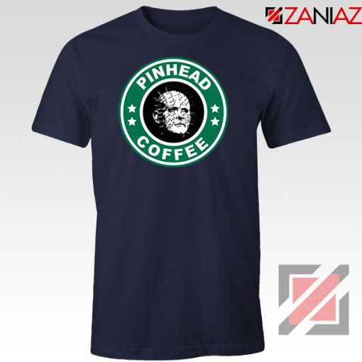 Hellraiser Horror Pinhead Coffee Navy Blue Tshirt