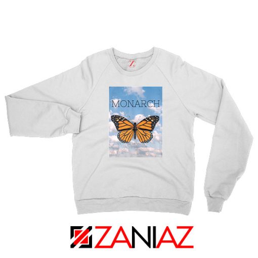 Monarch Butterfly Graphic Animal White Sweatshirt