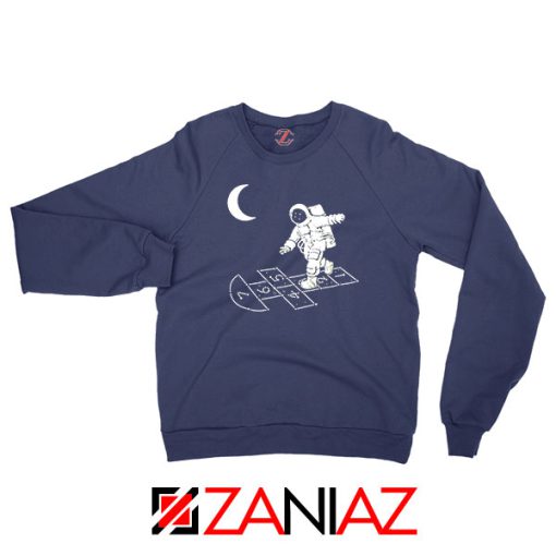 Moon and Astronaut Playing Navy Blue Sweatshirt