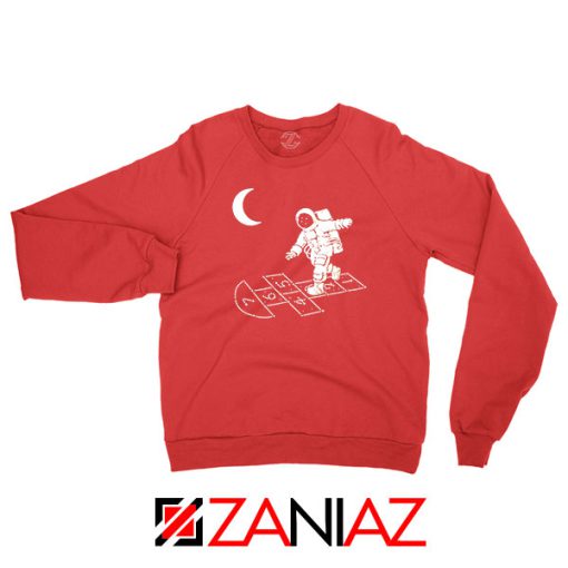 Moon and Astronaut Playing Red Sweatshirt