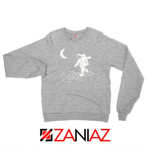 Moon and Astronaut Playing Sport Grey Sweatshirt