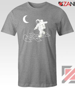 Moon and Astronaut Playing Sport Grey Tshirt