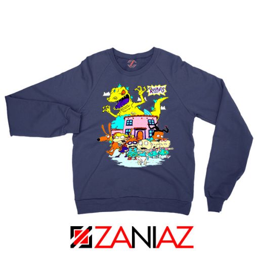 Rugrats Kids Run From Reptar Navy Blue Sweatshirt