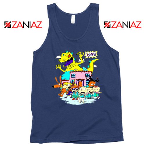 Rugrats Kids Run From Reptar Navy Blue Tank Top