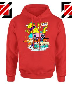 Rugrats Kids Run From Reptar Red Hoodie