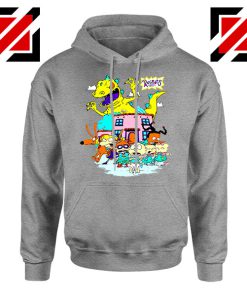 Rugrats Kids Run From Reptar Sport Grey Hoodie