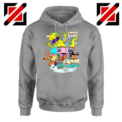 Rugrats Kids Run From Reptar Sport Grey Hoodie