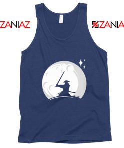 Samurai Silhouette Moon Best Navy Blue Tank Top