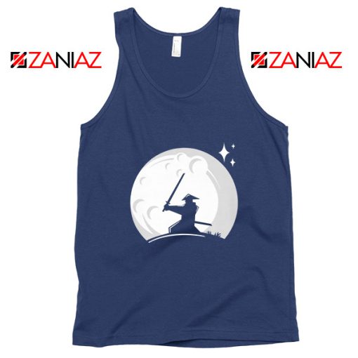 Samurai Silhouette Moon Best Navy Blue Tank Top