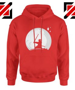 Samurai Silhouette Moon Design Red Hoodie