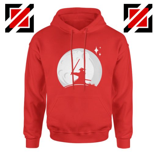 Samurai Silhouette Moon Design Red Hoodie