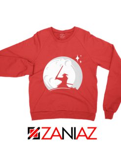 Samurai Silhouette Moon Graphic Red Sweatshirt