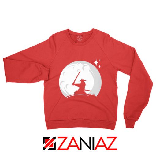 Samurai Silhouette Moon Graphic Red Sweatshirt