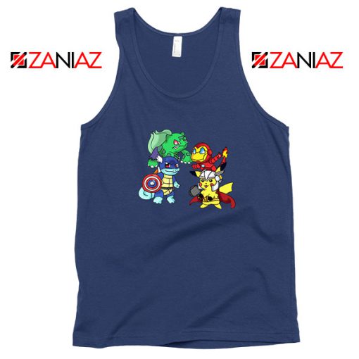 Superhero Pokemon Avengers Navy Blue Tank Top