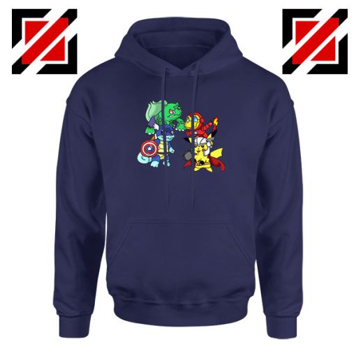 Superhero Pokemon The Avengers Navy Blue Hoodie