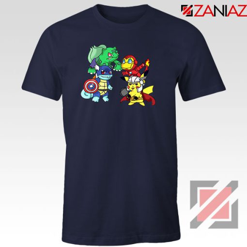 Superhero Pokemon The Avengers Navy Blue Tshirt