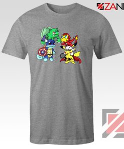 Superhero Pokemon The Avengers Sport Grey Tshirt