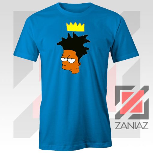 Bartsquiat Simpson 80s Artist Design Blue Tee