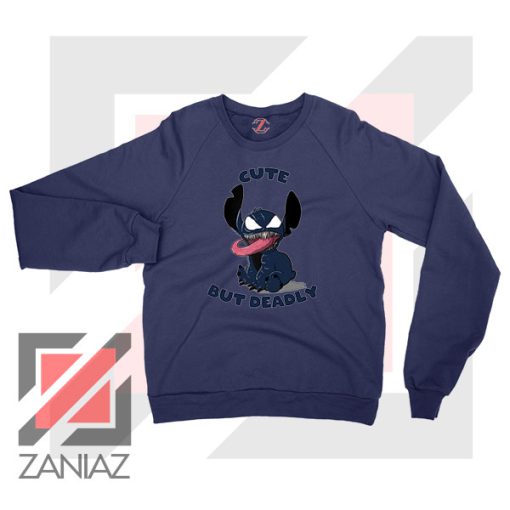 Cute Stitch Venom Deadly Graphic Navy Blue Sweater