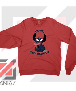 Cute Stitch Venom Deadly Graphic Red Sweater