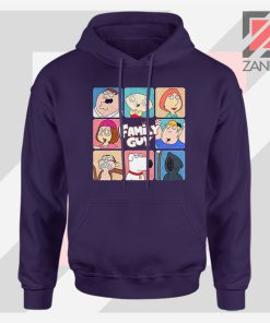 Family Guy Animated Face Grid Navy Blue Hoodie