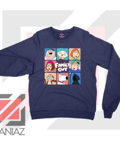 Family Guy Animated Face Grid Navy Blue Sweatshirt