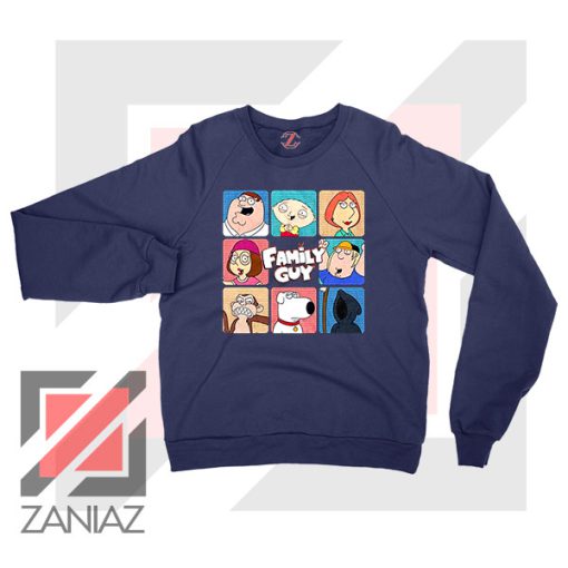 Family Guy Animated Face Grid Navy Blue Sweatshirt