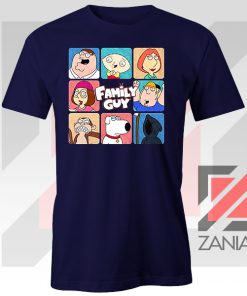 Family Guy Animated Face Grid Navy Blue Tee