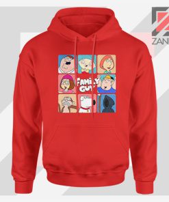 Family Guy Animated Face Grid Red Hoodie