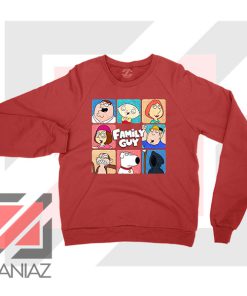 Family Guy Animated Face Grid Red Sweatshirt