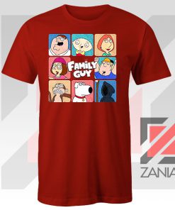 Family Guy Animated Face Grid Red Tee